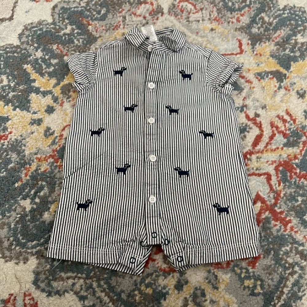 Little Me Dog Romper Jumper Onesie Shorts 0-3 months